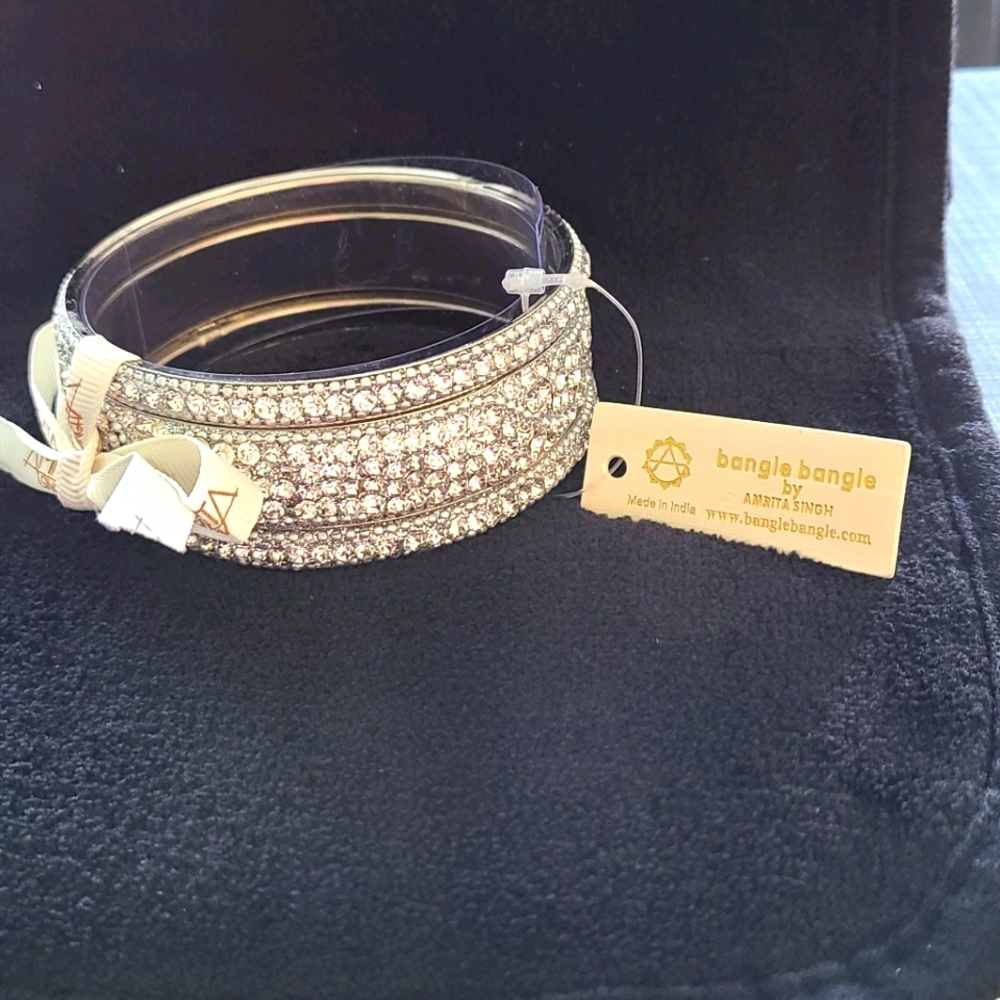 Amrita Singh Austrian Crystal & Silver Bangle Set